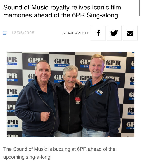Nicholas talks with 6PR about the 60th Anniversary 2025